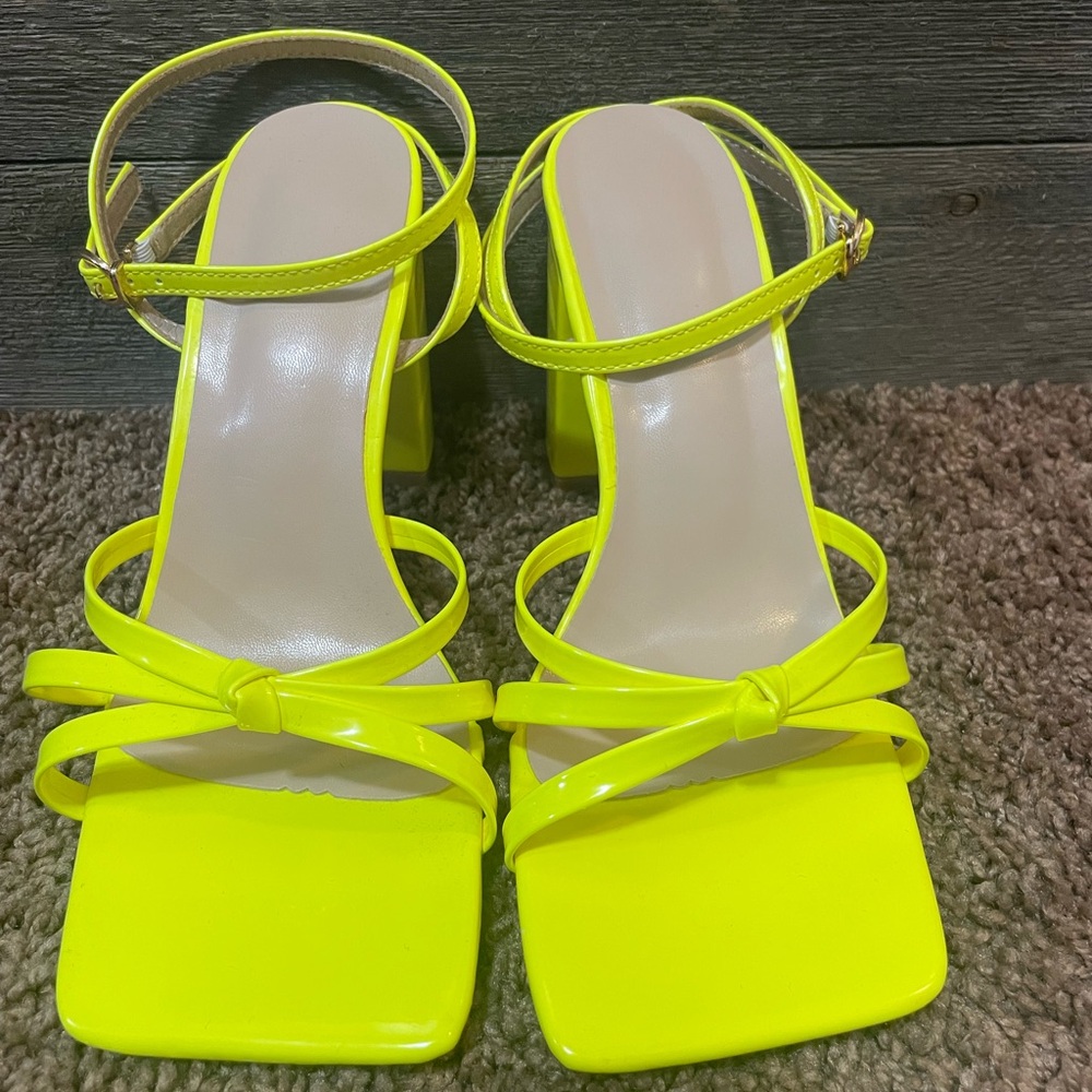 Neon Yellow Strappy Sandals